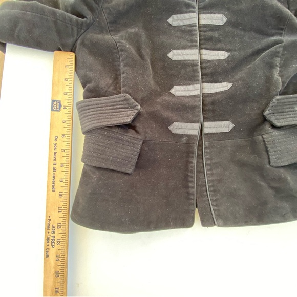Zara Woman Military Band Jacket Black Velvet Structured Ribbed Cuffs Size Large - Picture 4 of 13